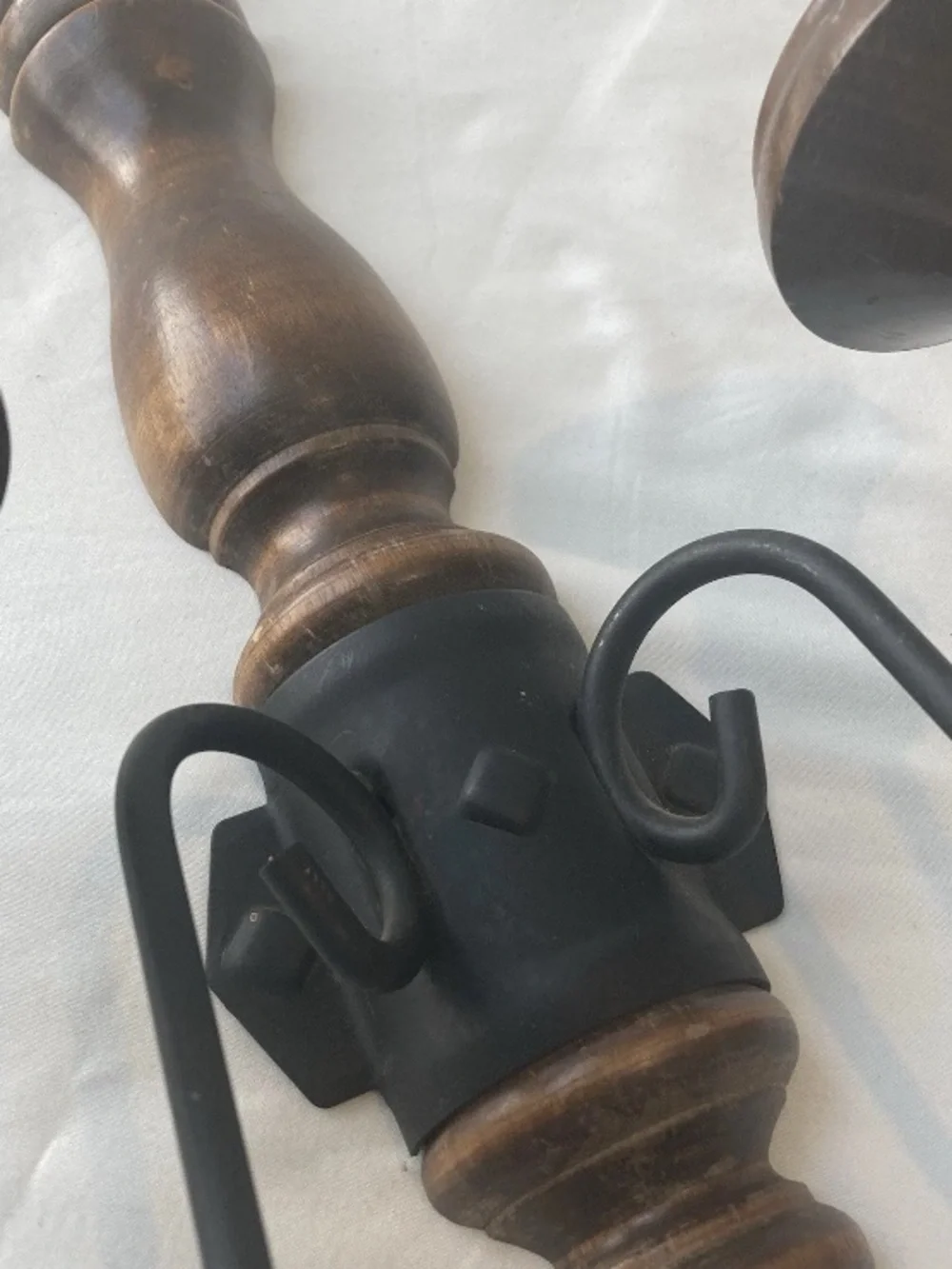 Vintage Hanging Wall Candle Sconce Wood Wrought Iron MCM Cottagecore Cozy Hygge
